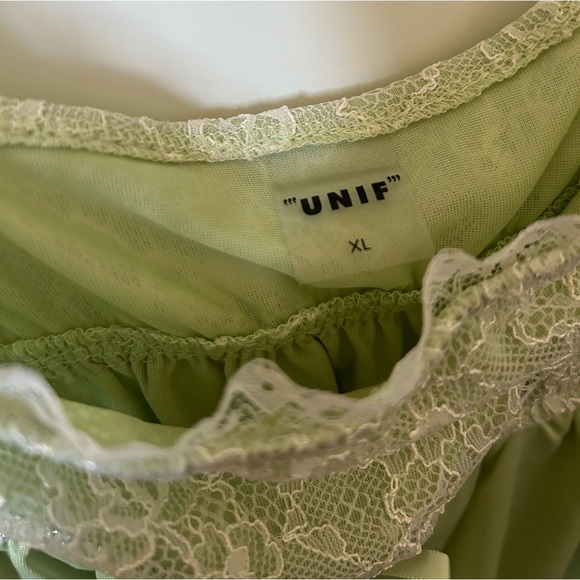 UNIF green lace babydoll dress - Picture 3 of 5